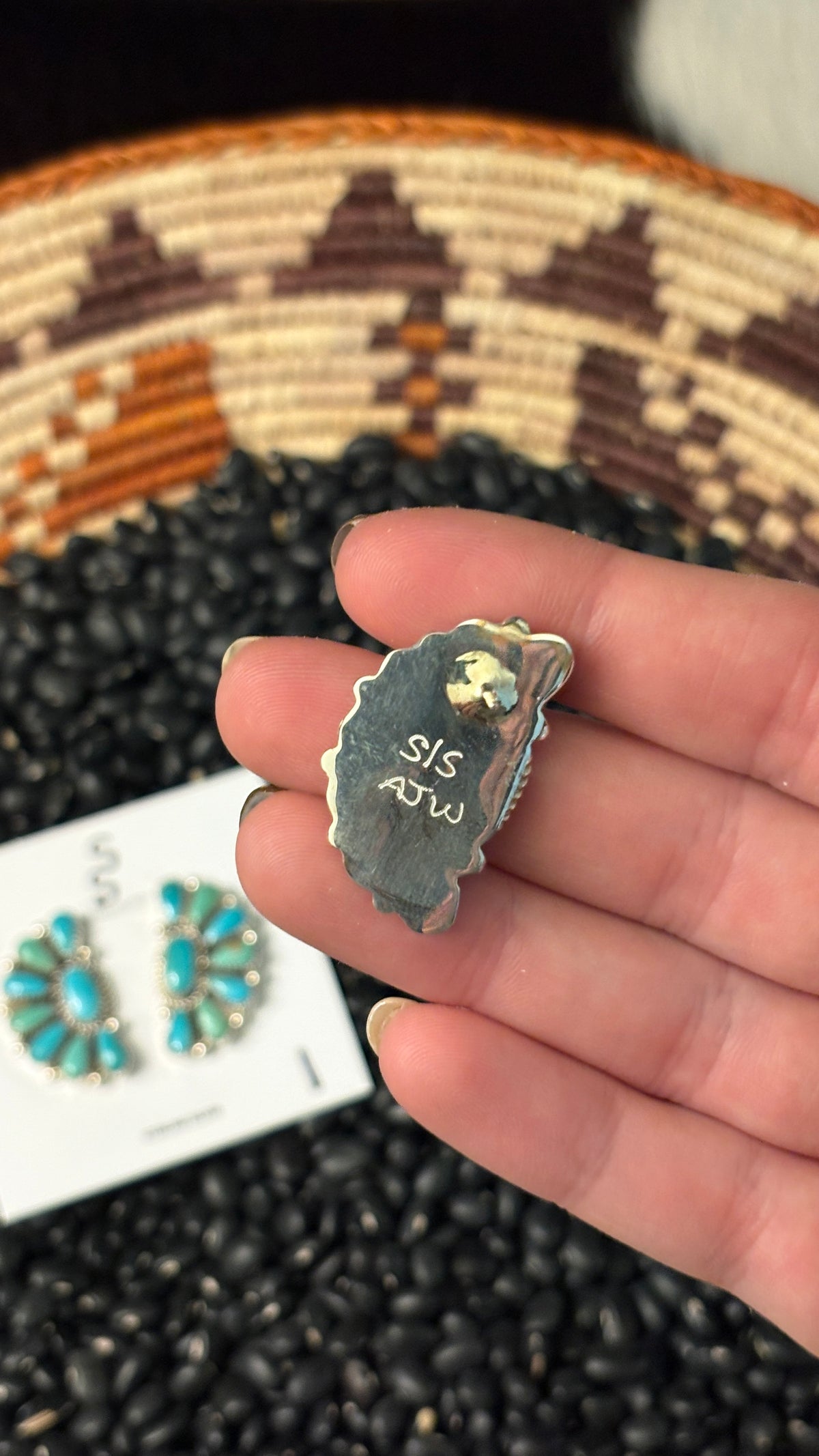 GREEN & BLUE TURQUOISE HALF CLUSTER EARRINGS BY ALICIA WILSON