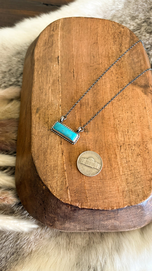 KINGMAN TURQUOISE BAR NECKLACE BY JOHNNY DIXON