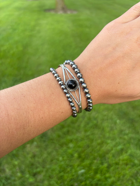 BLACK ONYX CUFF BY ESTHER WHITE