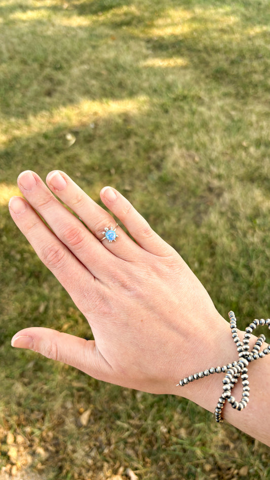 OPAL TURTLE RING - COTTON CANDY BLUE