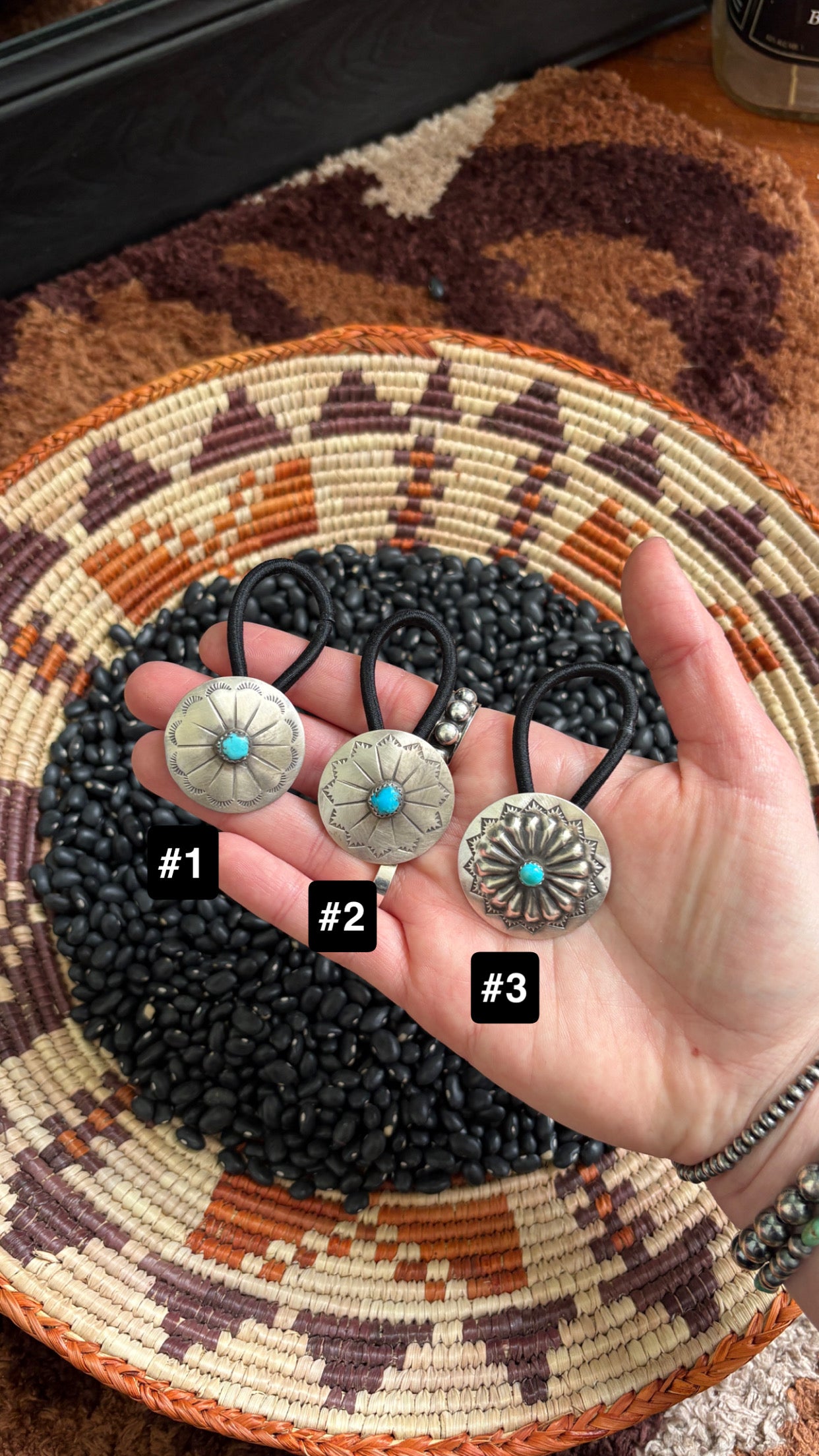 SINGLE STONE TURQUOISE CONCHO HAIR TIE - LARGE