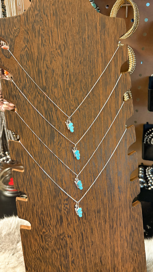 ZUNI TURQUOISE HALF BUTTERFLY PENDANT