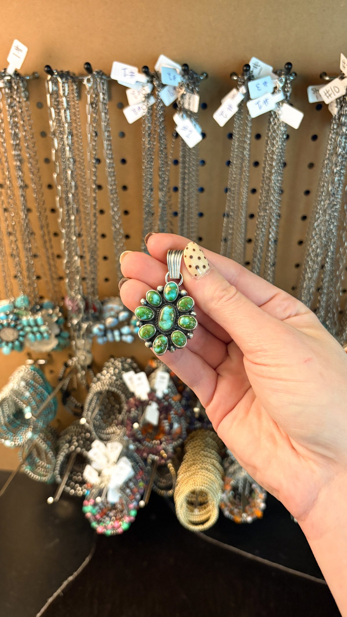 SONORAN GOLD TURQUOISE CLUSTER PENDANT BY SHIRLEY HENRY