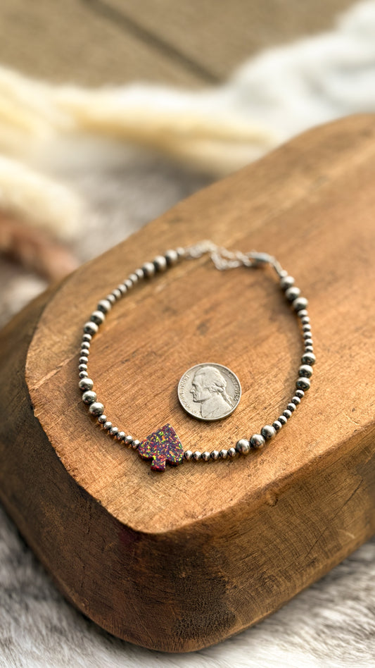 PURPLE OPAL SPADE PEARL ANKLET - READY TO SHIP