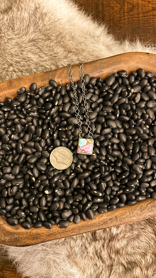 SQUARE COTTON CANDY NECKLACE