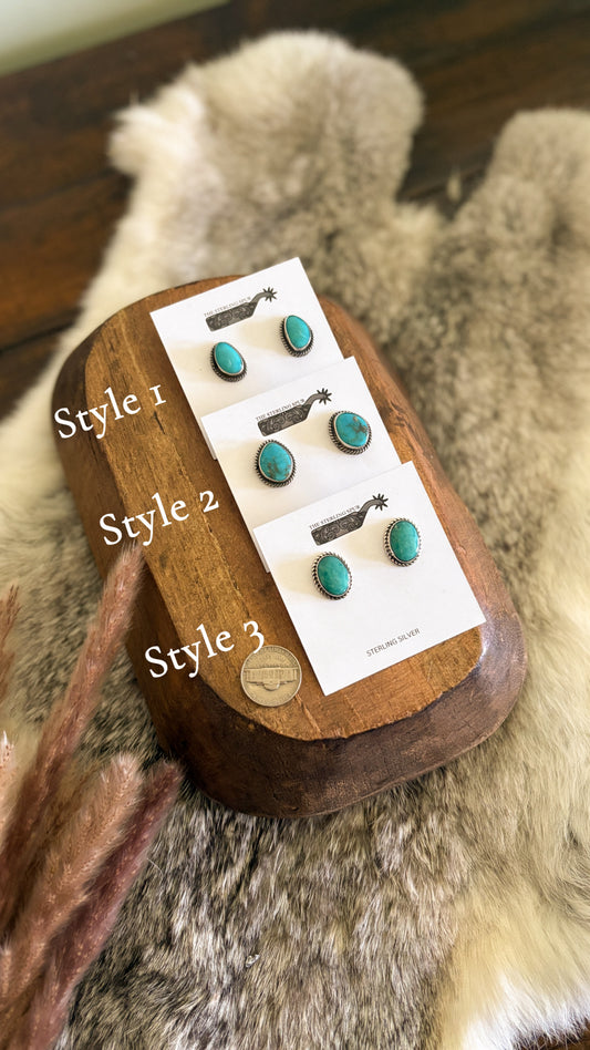 TURQUOISE STUD EARRINGS - LARGE