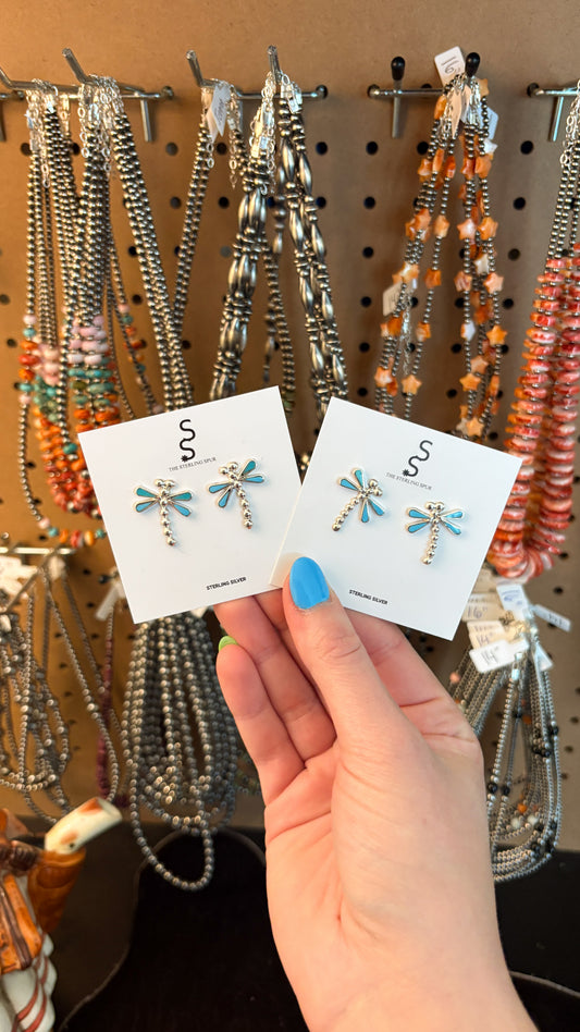 ZUNI TURQUOISE DRAGONFLY EARRINGS