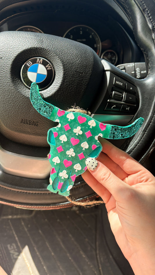 TURQUOISE & PINK CARDS LONGHORN FRESHIE - BUCKLE BUNNY SCENT