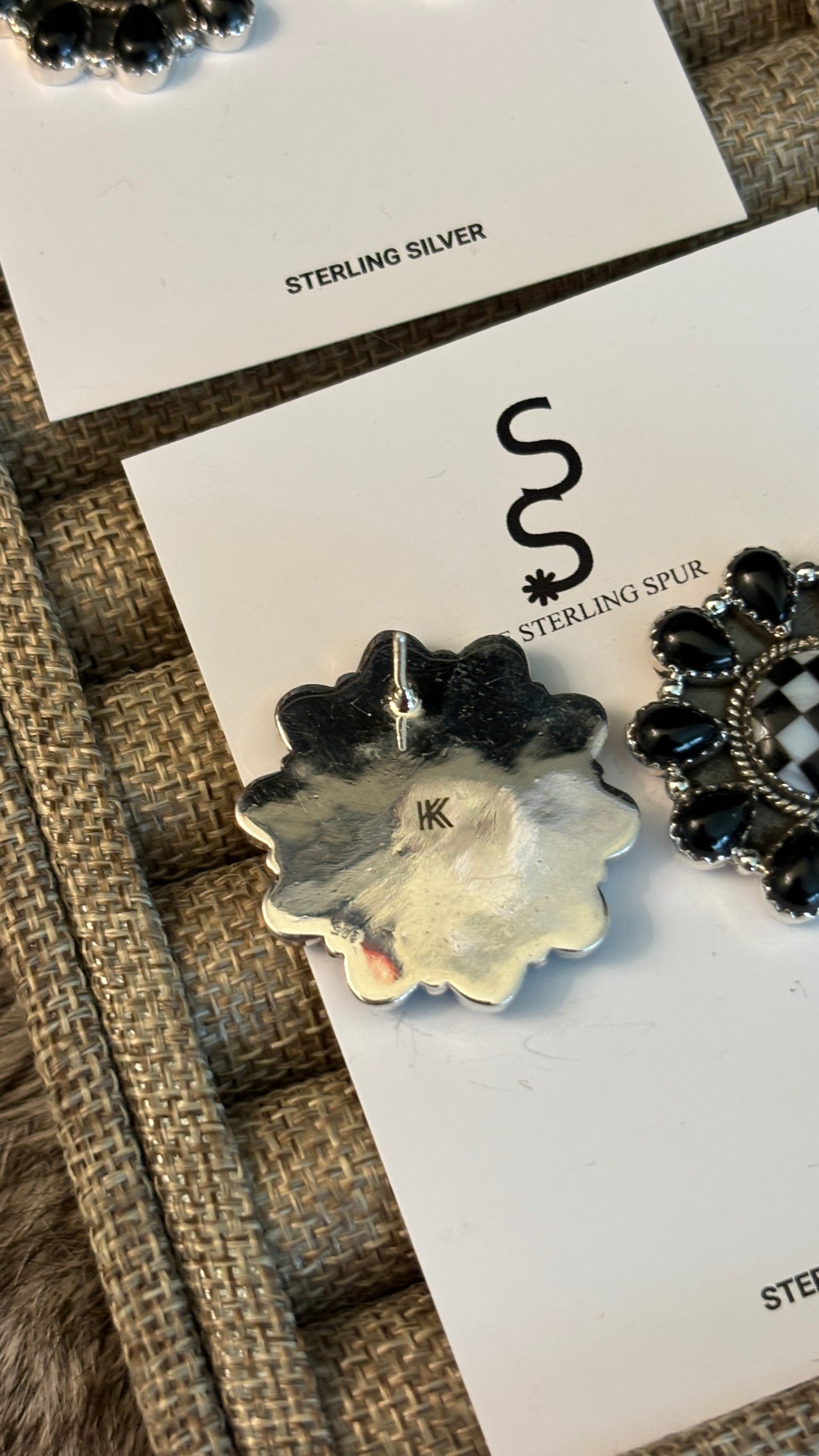 BLACK ONYX & CHECKERBOARD CLUSTER EARRINGS