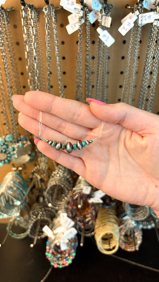 TURQUOISE SAUCER CHAIN NECKLACE
