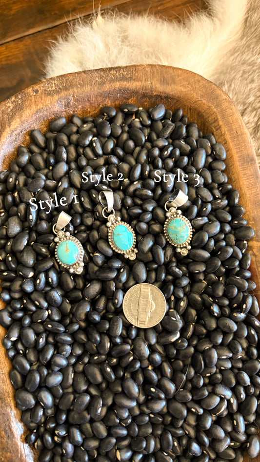 TURQUOISE PENDANT W BALL DETAIL