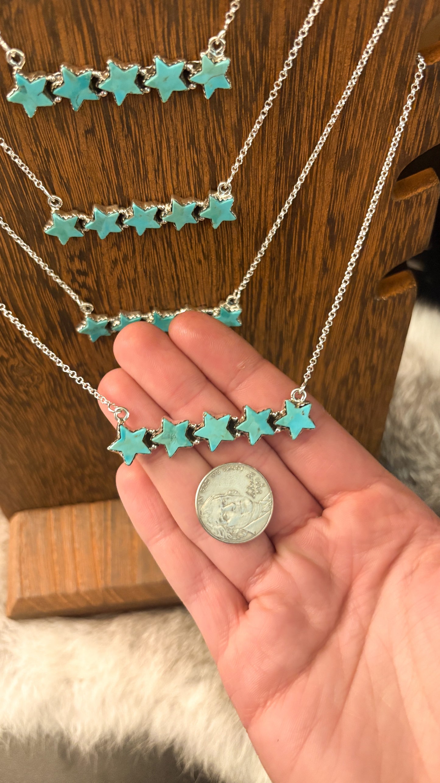 KINGMAN TURQUOISE STAR BAR NECKLACE
