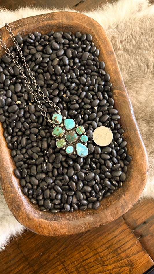 9 STONE TURQUOISE CLUSTER NECKLACE