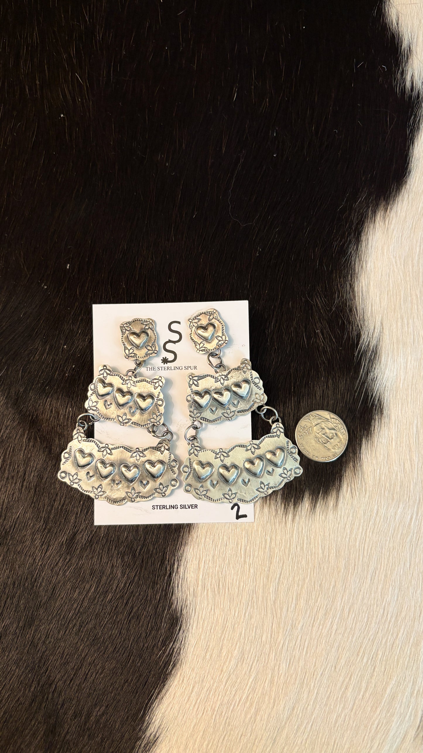 CHANDELIER STYLE HEART CONCHO DANGLE EARRINGS BY GABRIELE YAZZIE