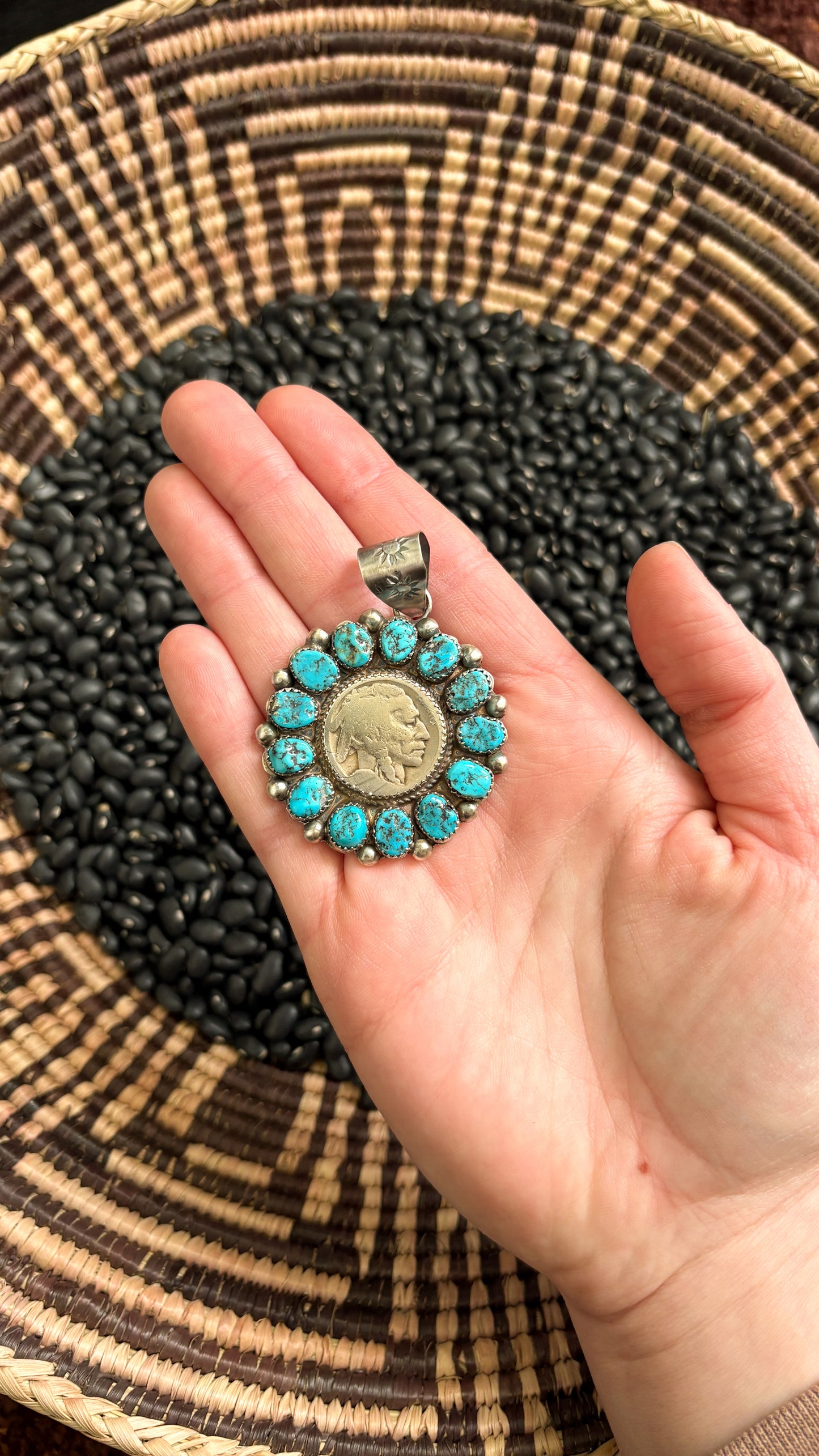 KINGMAN TURQUOISE BUFFALO NICKEL PENDANT