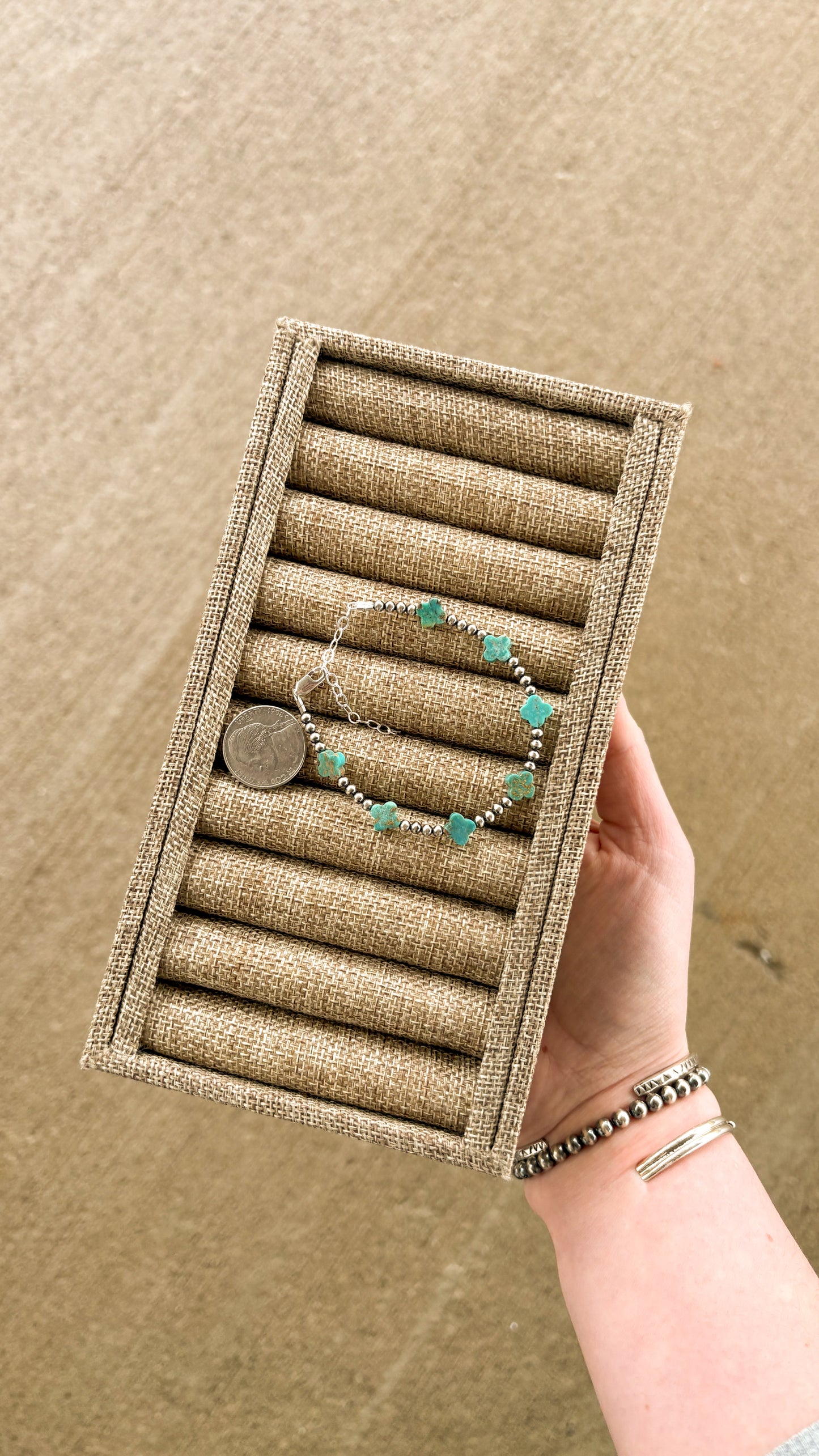 TURQUOISE CLOVER PEARL BRACELET