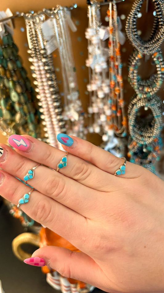 ZUNI TURQUOISE HEART STACKER RING