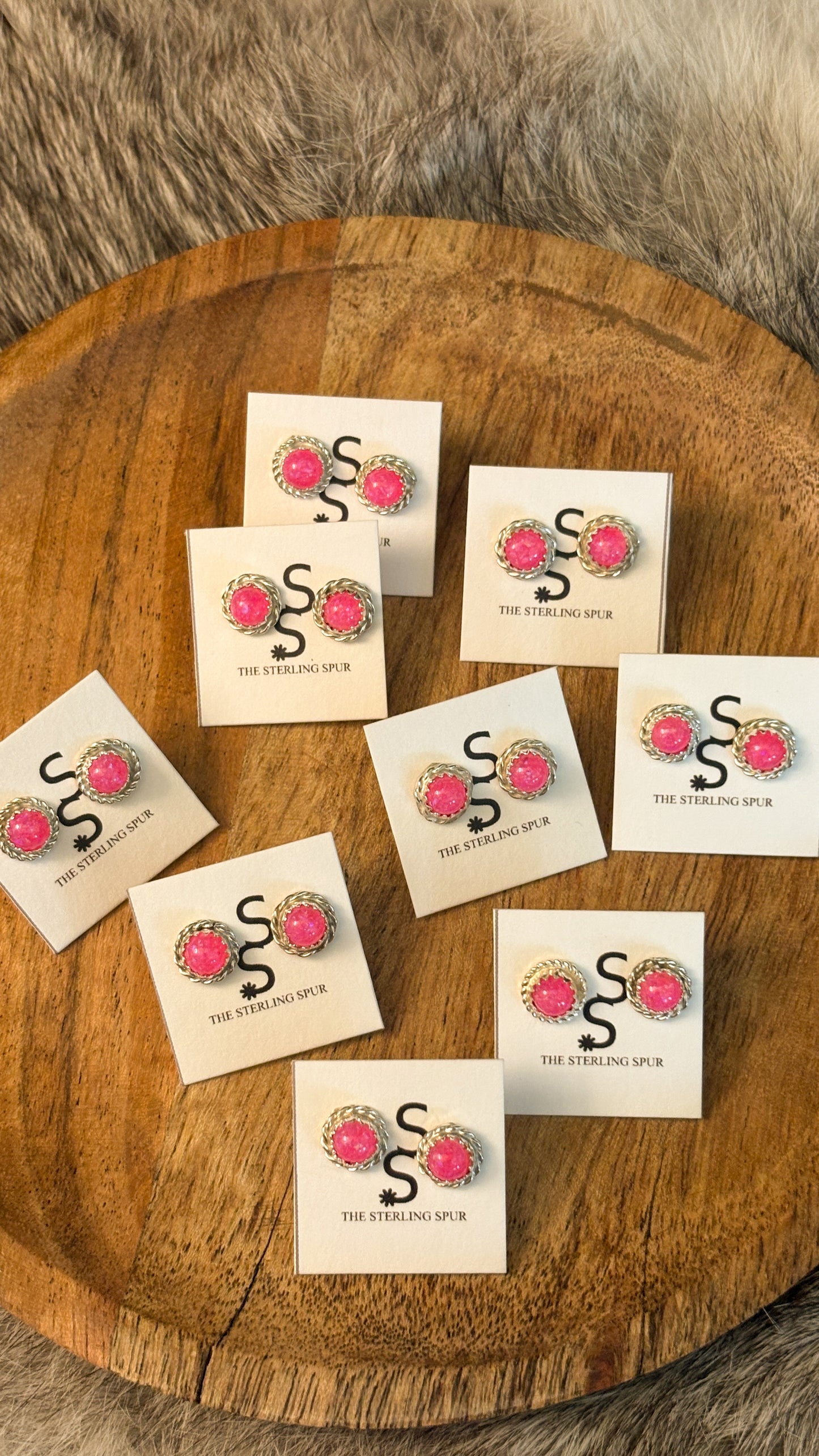 MINI HOT PINK OPAL STUDS BY ESTHER WHITE