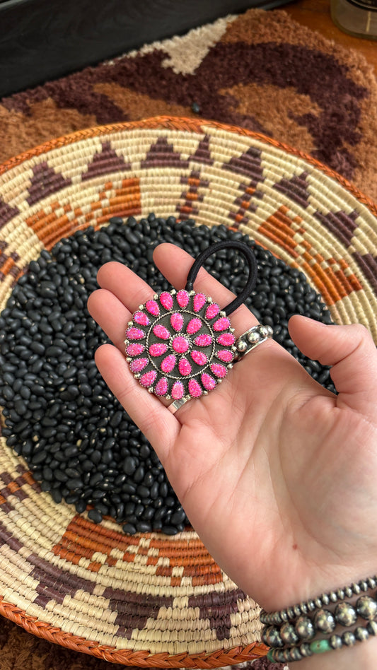 HOT PINK OPAL CLUSTER HAIR TIE