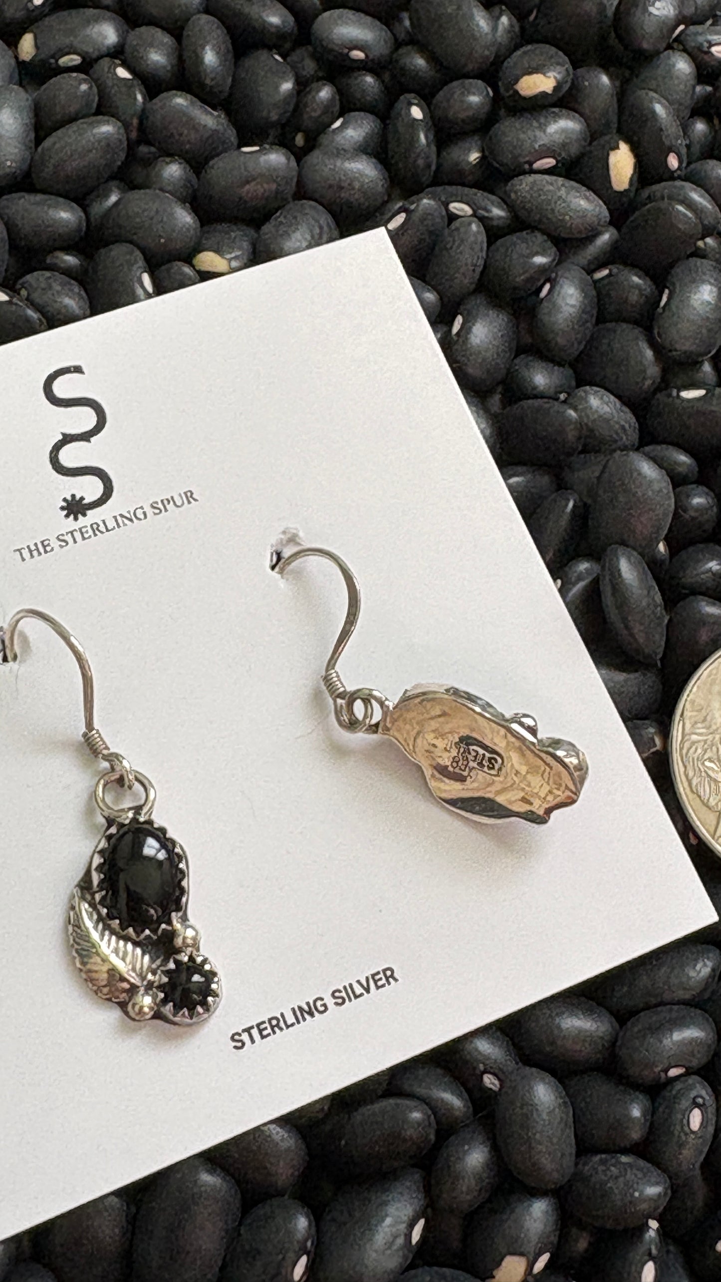DOUBLE STONE BLACK ONYX DANGLE EARRINGS BY SHARON MCCARTHY