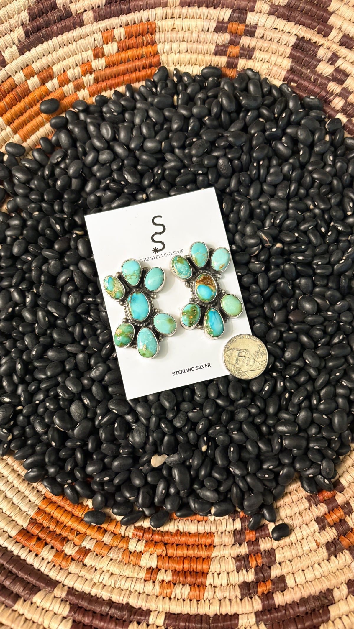 7 STONE SONORAN GOLD TURQUOISE CLUSTER EARRINGS