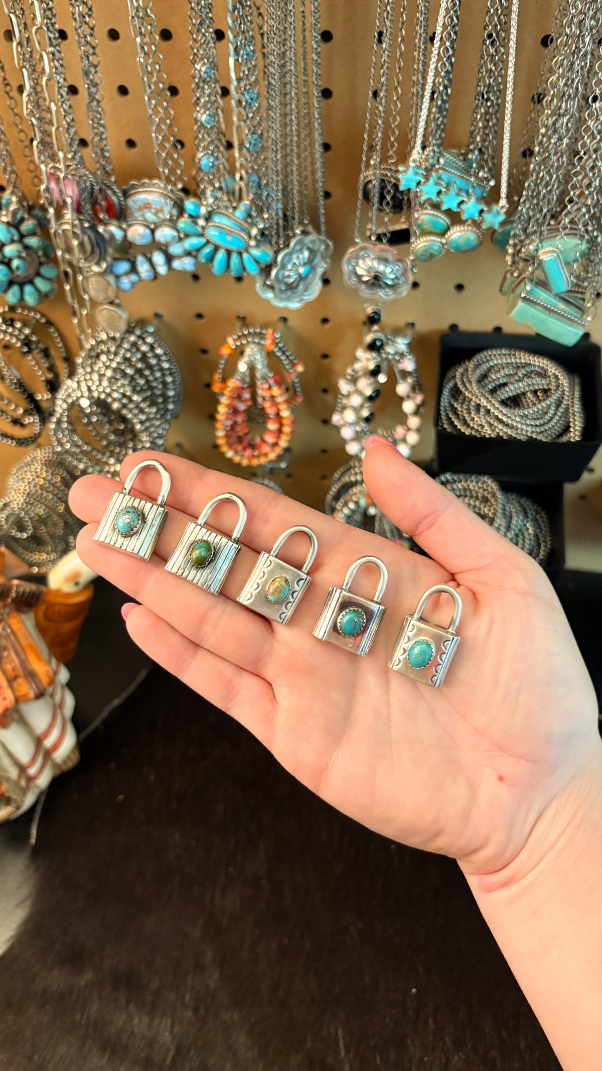 KINGMAN TURQUOISE LOCKET BY HAROLD TAHE
