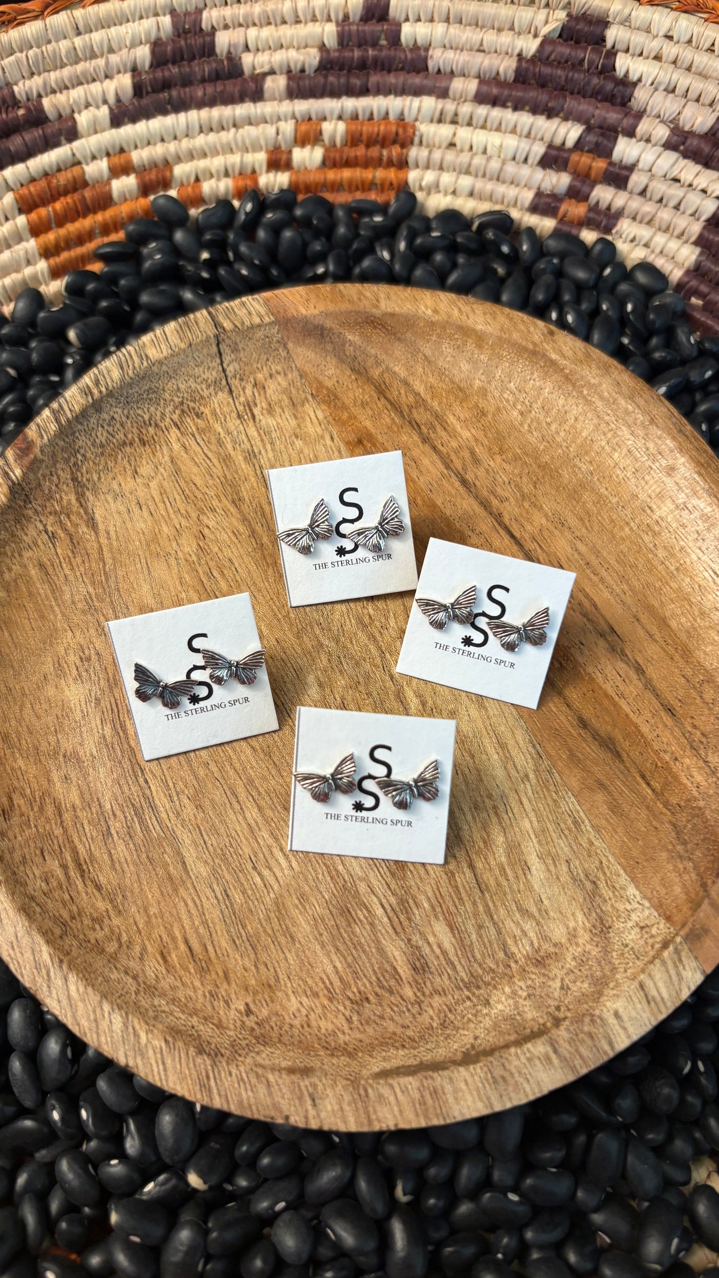 PLAIN SILVER BUTTERFLY STUD EARRINGS