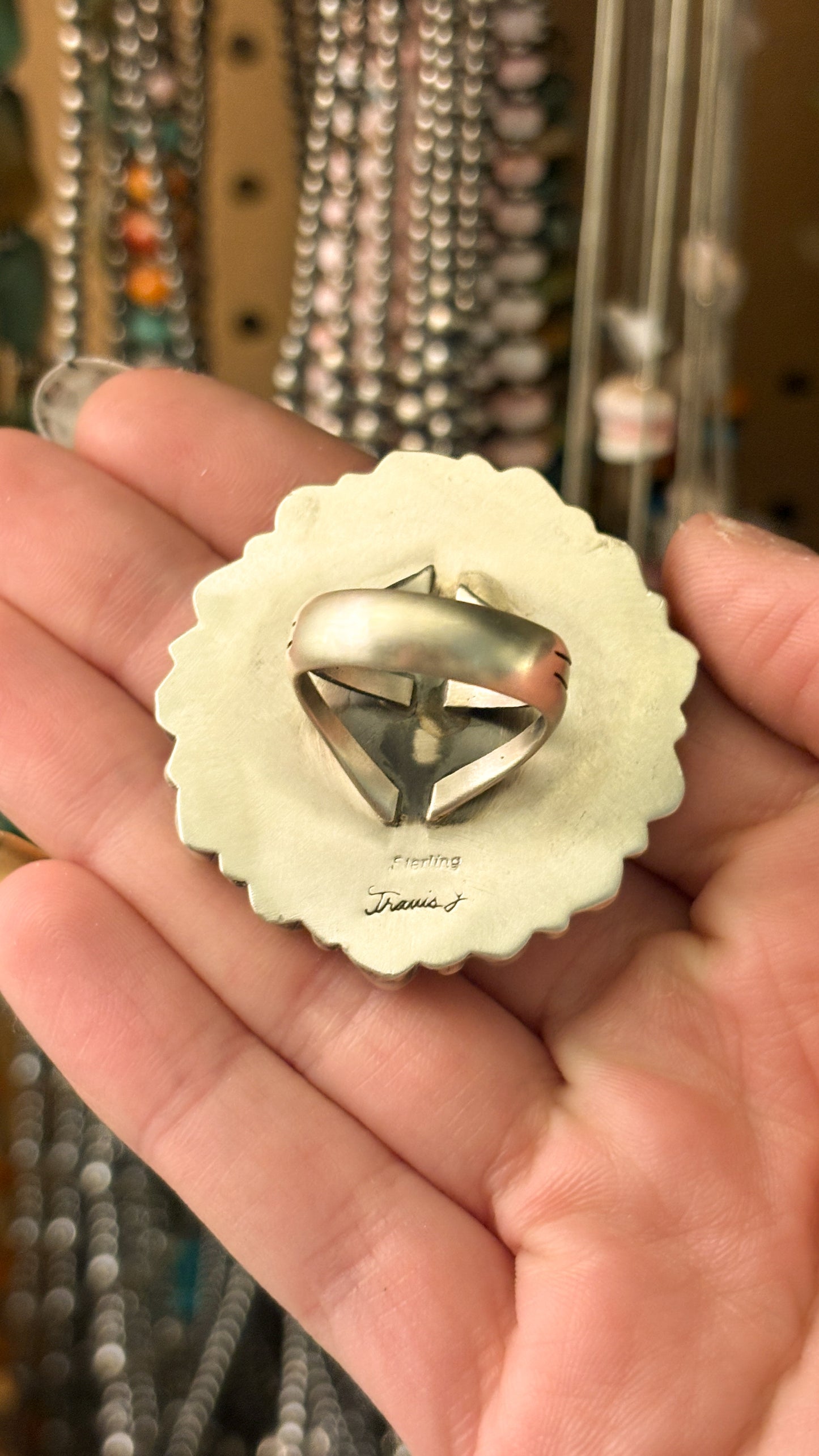 BUFFALO NICKEL TURQUOISE CLUSTER RING BY TRAVIS JIM