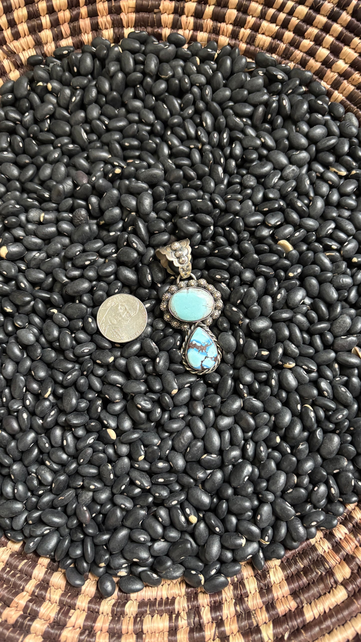 STATEMENT GOLDEN HILLS TURQUOISE PENDANT W STARSHOT DETAIL