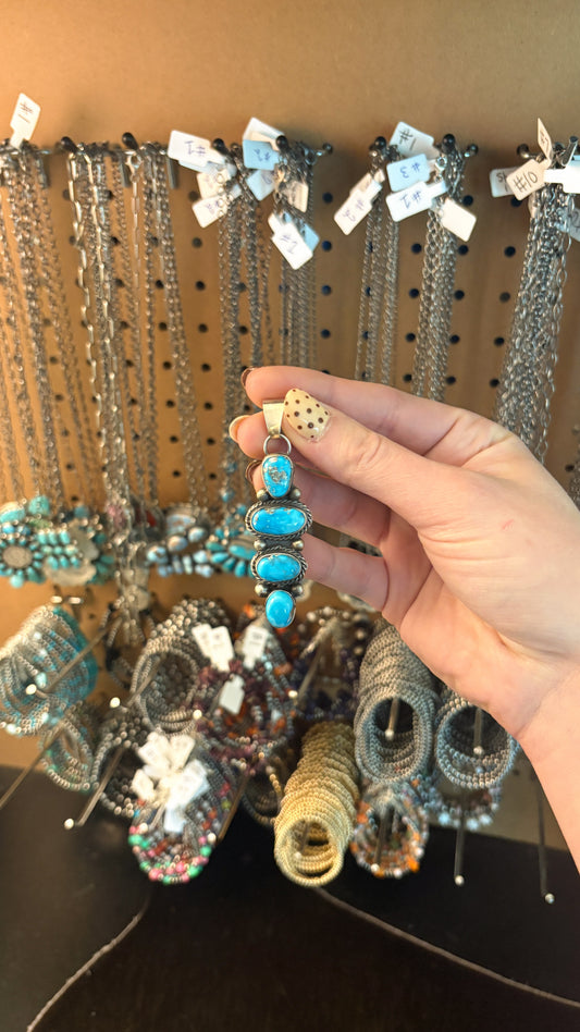 4 STONE TURQUOISE BAR PENDANT BY VICKY HICKS