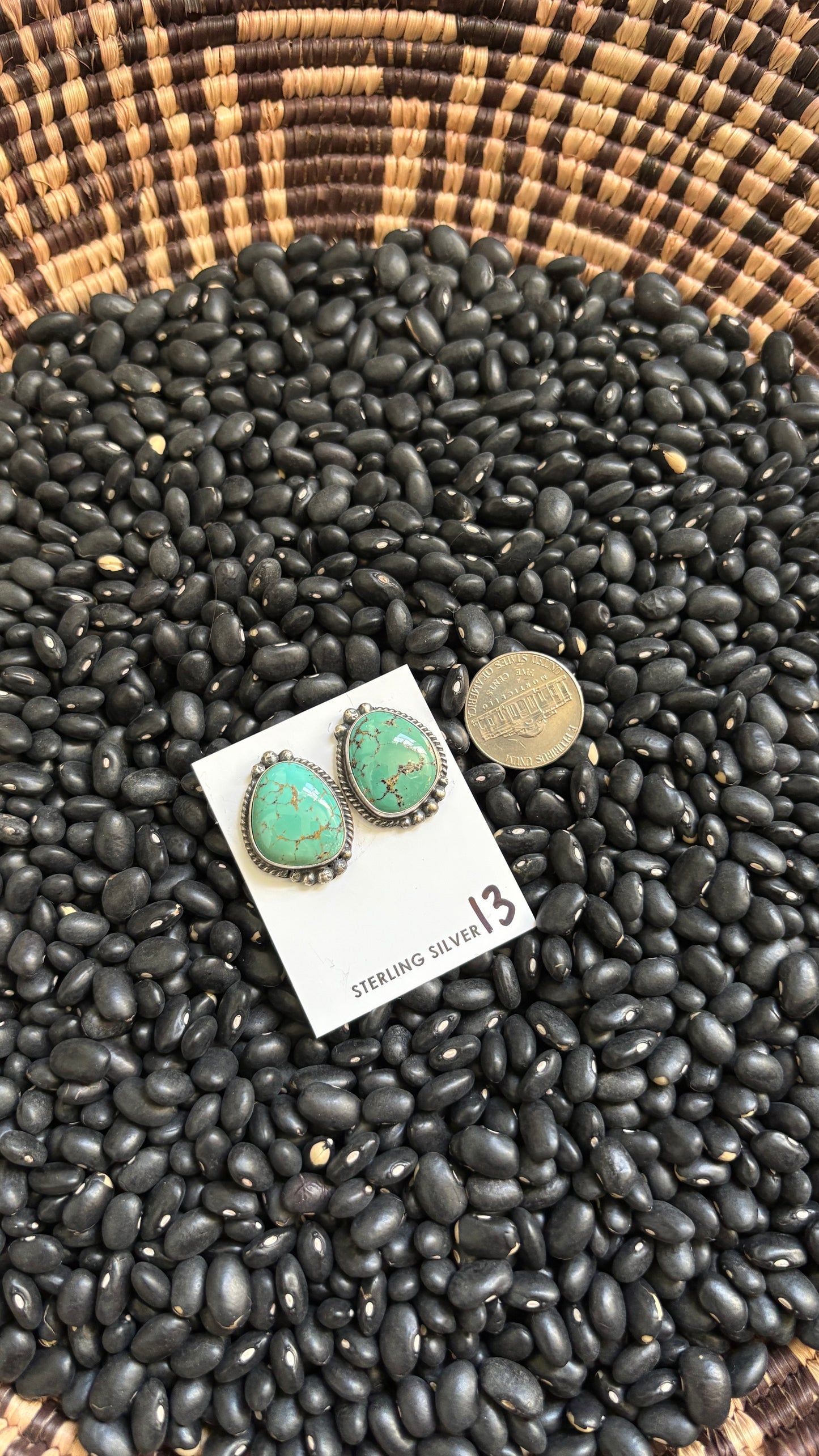 LARGE TURQUOISE POST EARRINGS