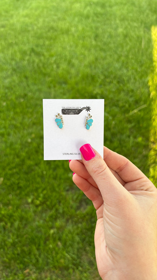 HALF TURQUOISE BUTTERFLY STUDS