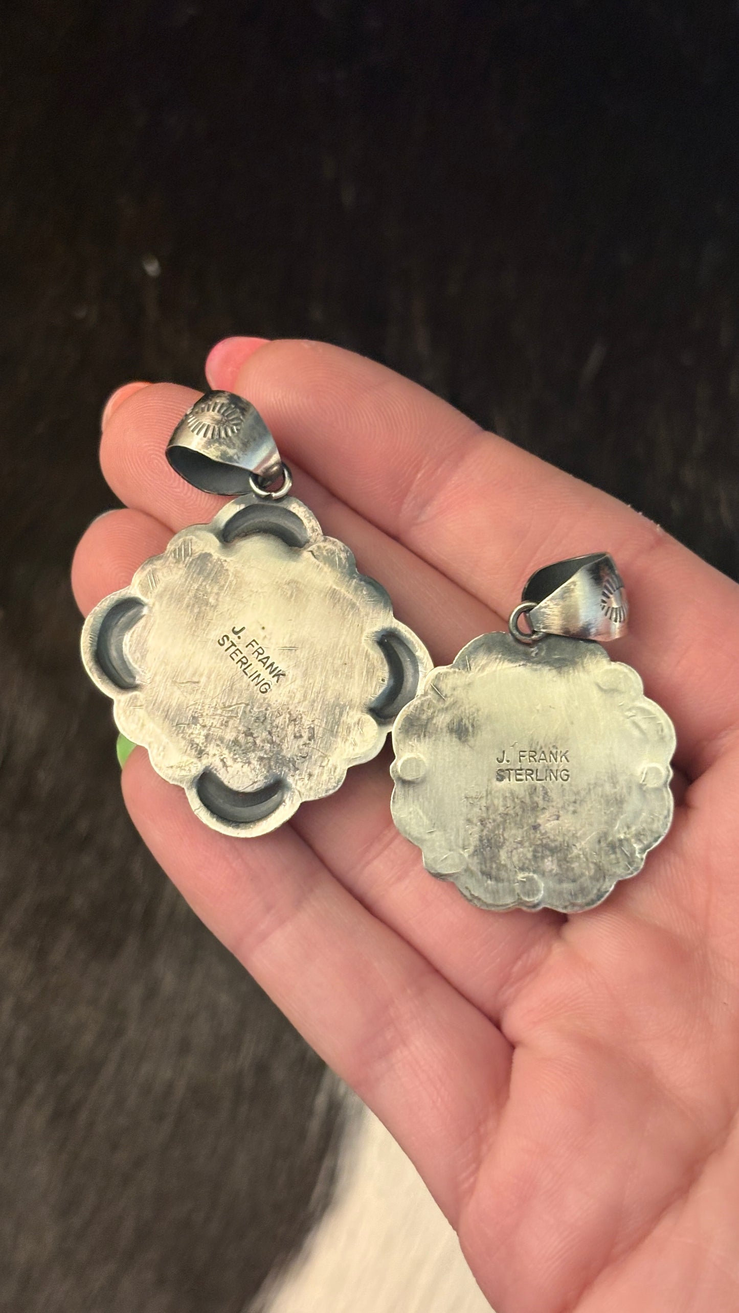 MERCURY DIME CONCHO PENDANT STAMPED J FRANK