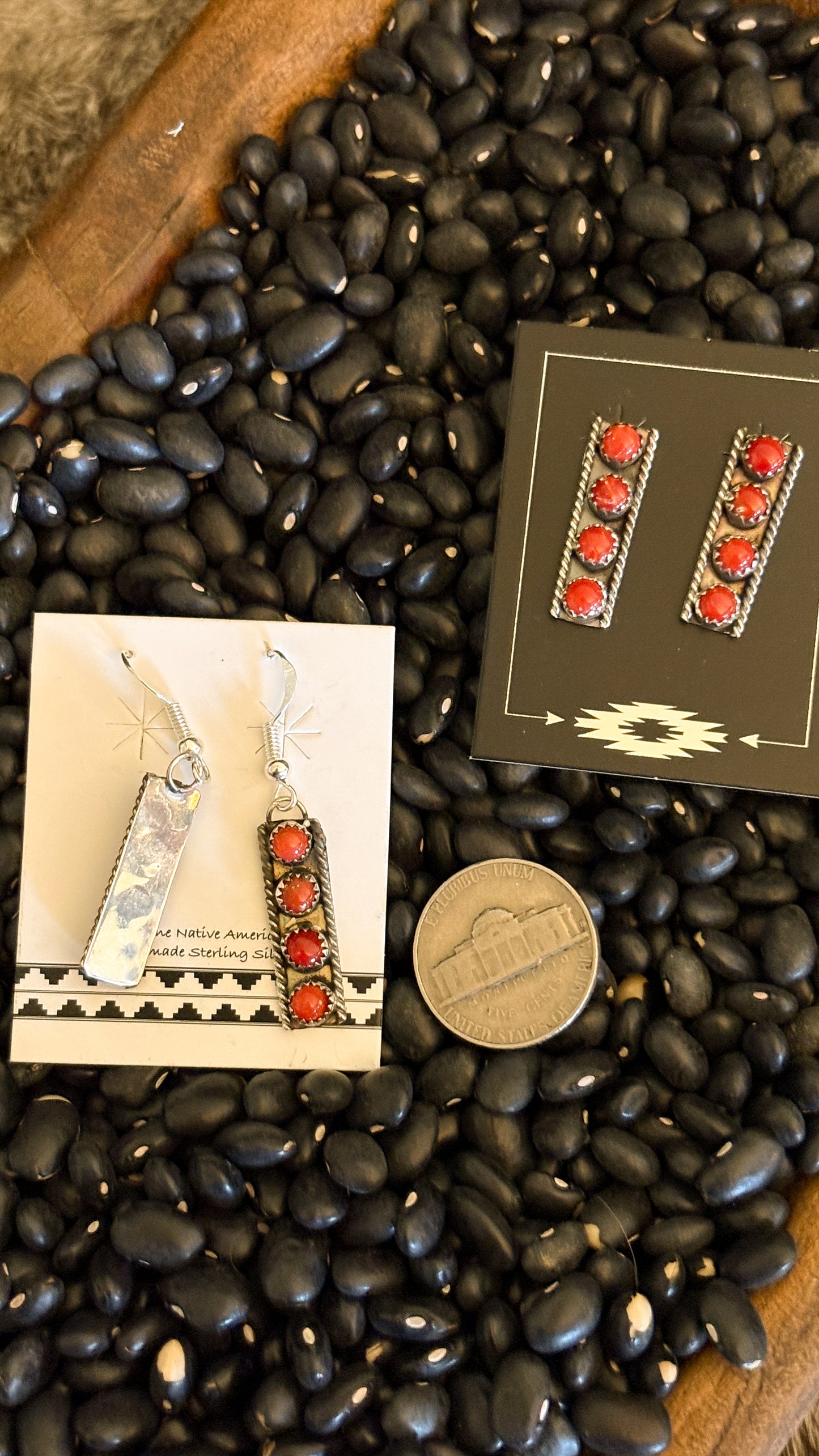 4 STONE CORAL EARRINGS