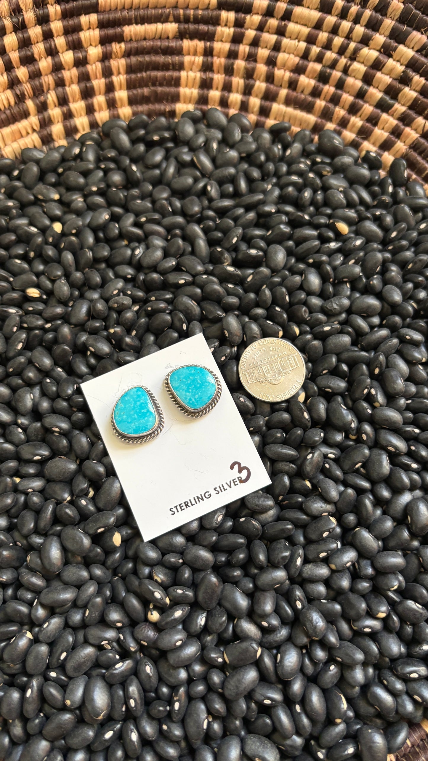 LARGE TURQUOISE POST EARRINGS