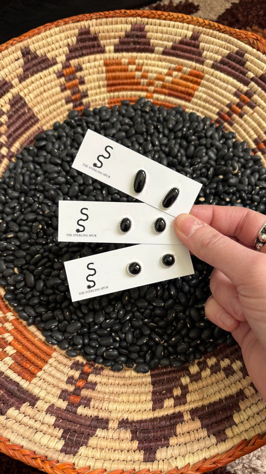 BLACK ONYX STUD EARRINGS