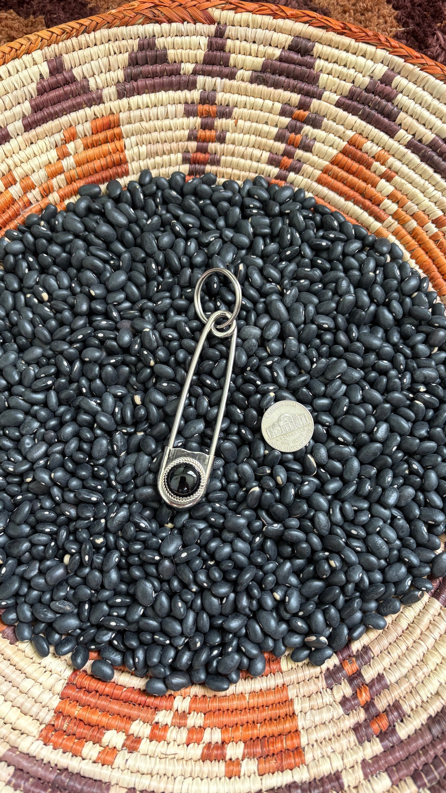 BLACK ONYX SAFETY PIN BAG CHARM