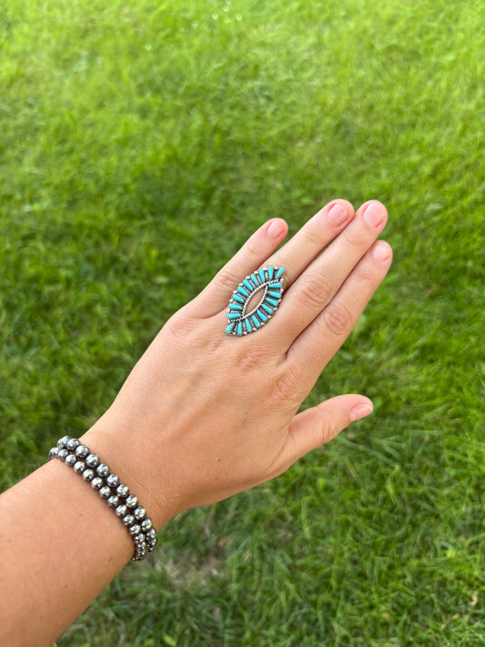 TURQUIOSE CLUSTER RING BY TAMERA BENALLY