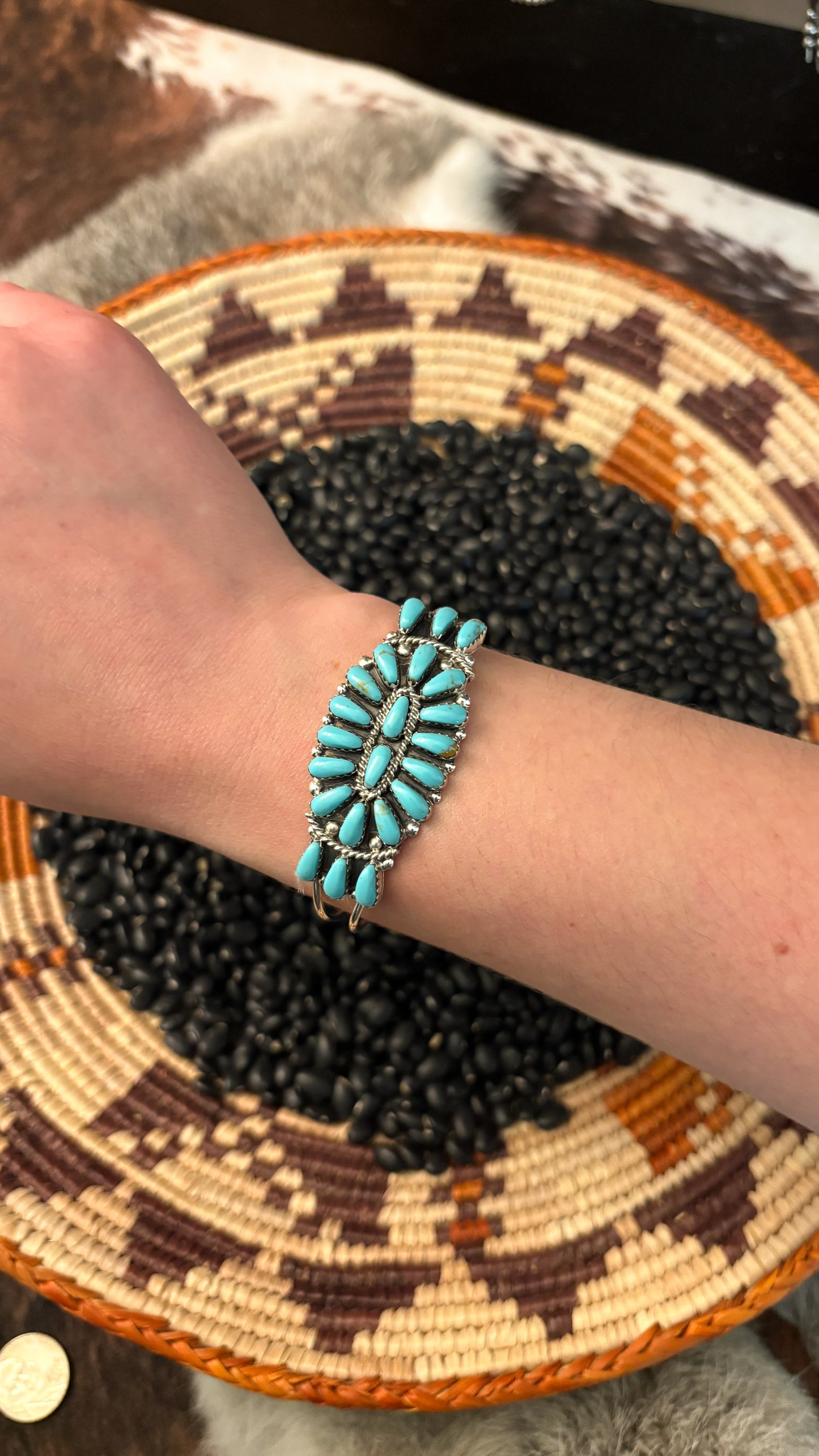 OVAL TURQUOISE CLUSTER CUFF BY ROSANA WILLIAMS