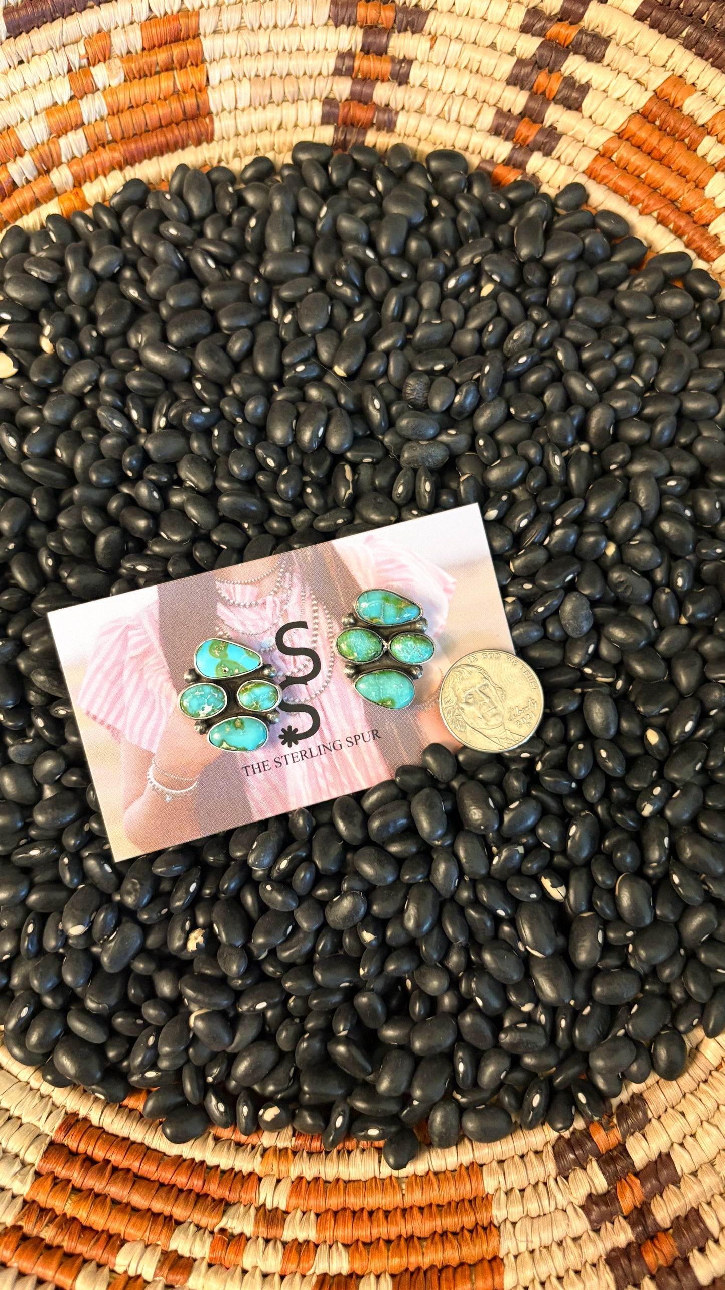 4 STONE SONORAN GOLD TURQUOISE POST EARRINGS BY JAMESON GARCIA