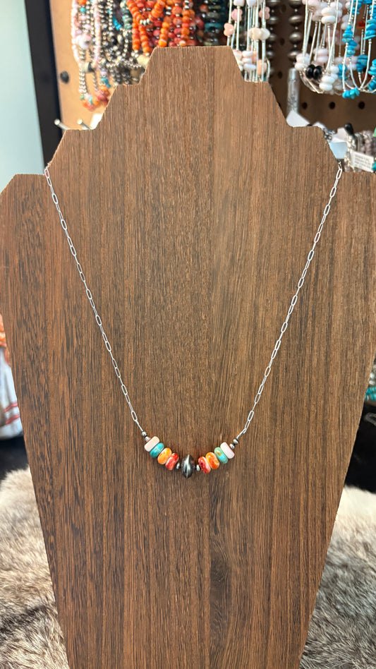 THE DAKOTA STAMPED SAUCER BEAD CHAIN NECKLACE