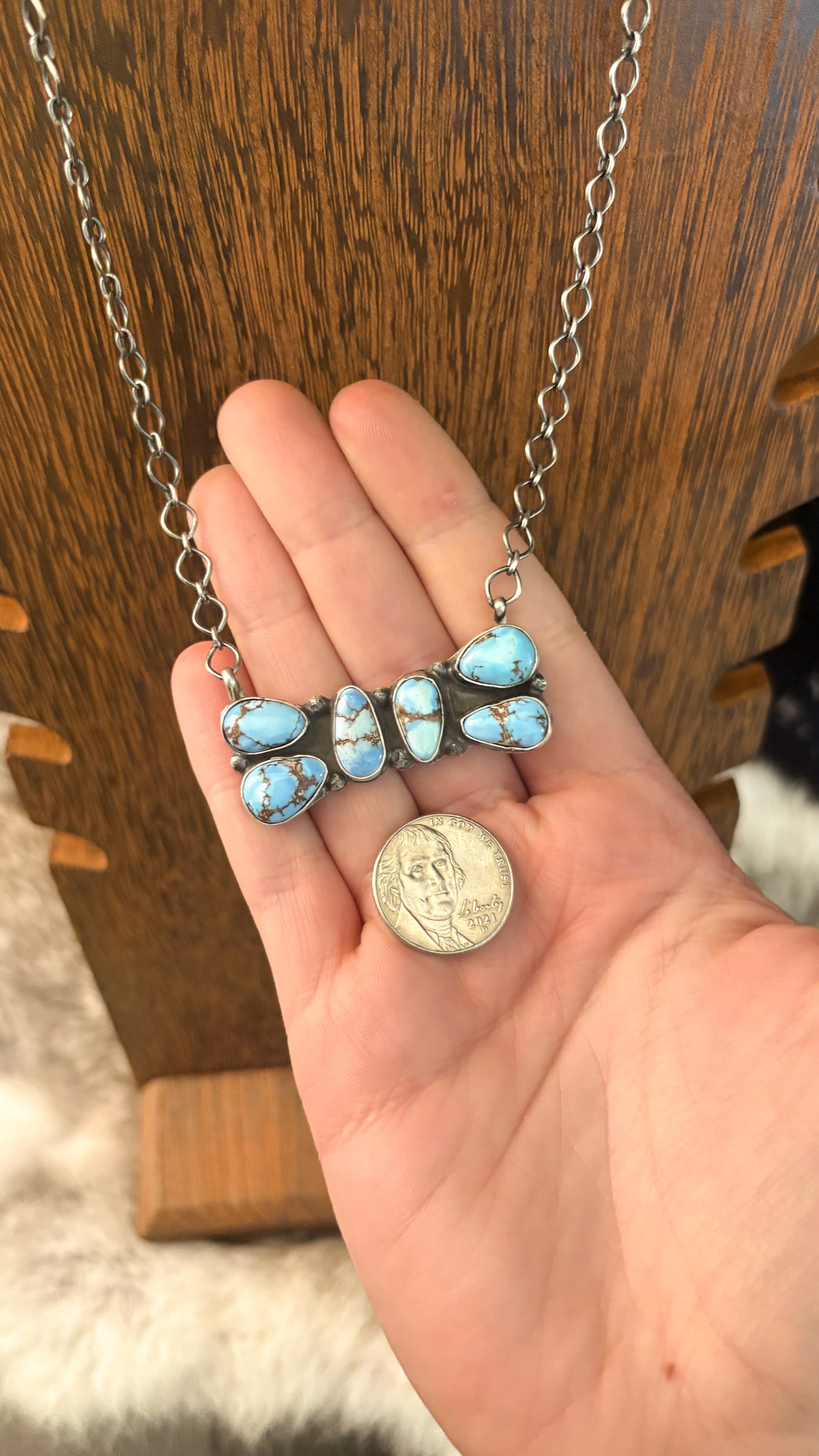 GOLDEN HILLS TURQUOISE BAR NECKLACE BY ELLA PETERS
