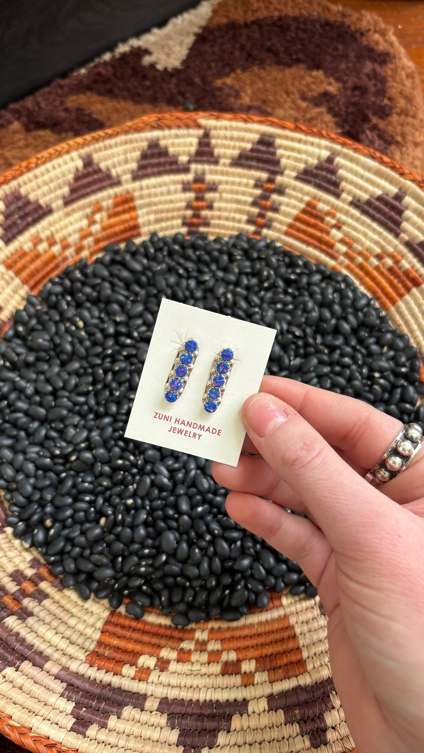 PURPLE OPAL ZUNI BAR EARRINGS BY SWAIN CHARLEY