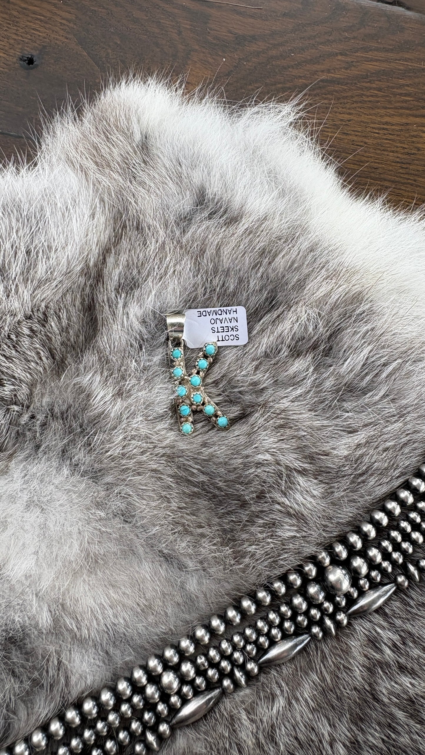 KINGMAN TURQUOISE INITAL PENDANT BY SCOTT SKEETS