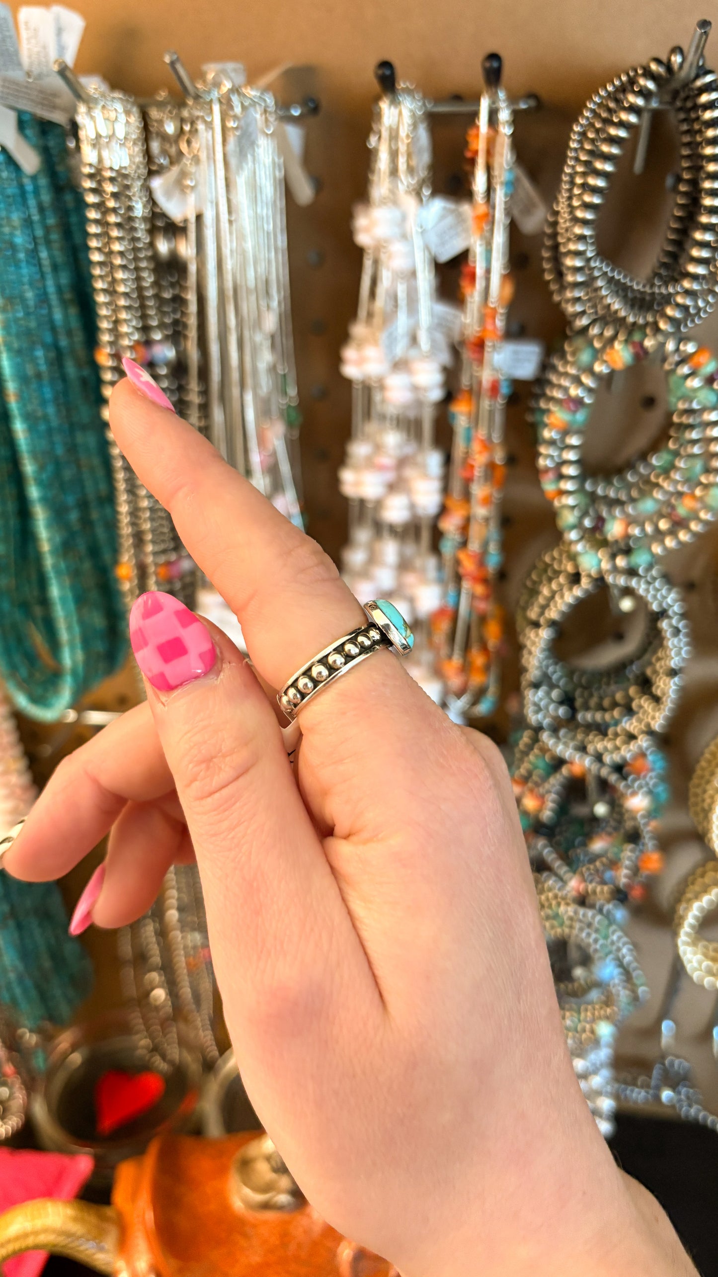 4MM BALL BAND RING W TURQUOISE STONE