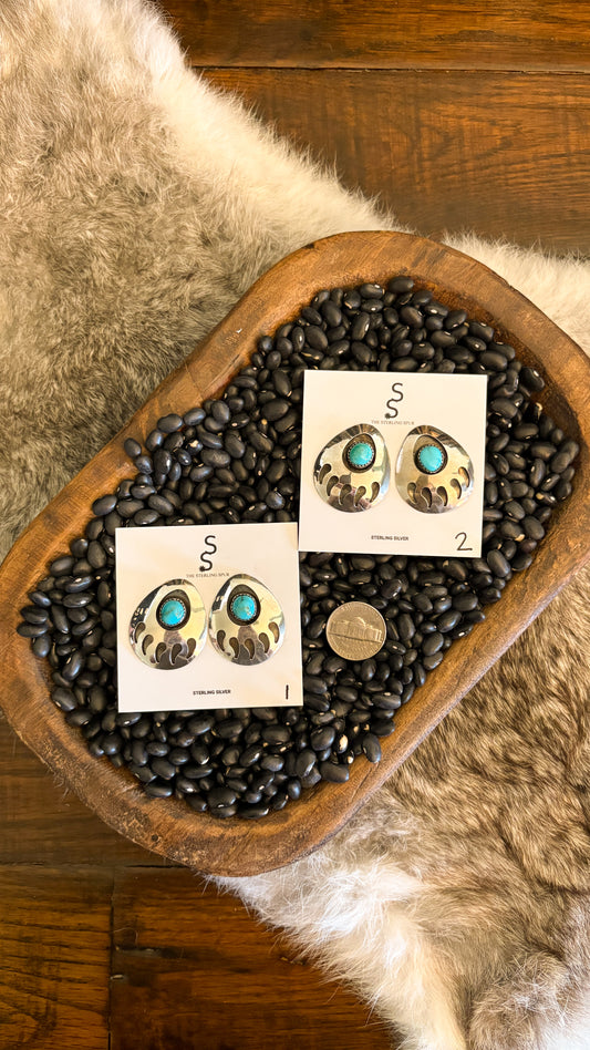 LARGE BEAR PAW POST EARRINGS