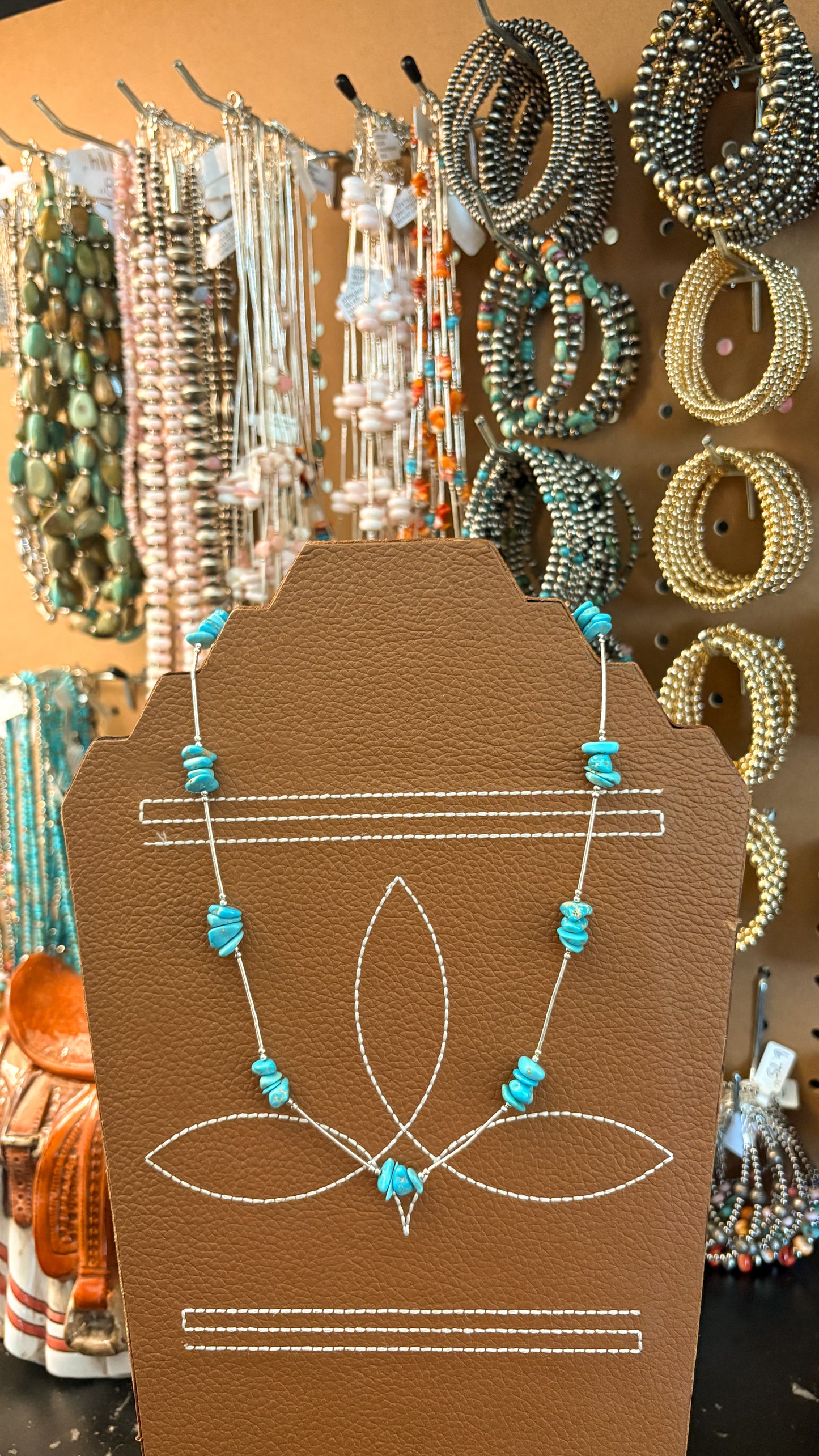 LIQUID SILVER TURQUOISE CHIP NECKLACE