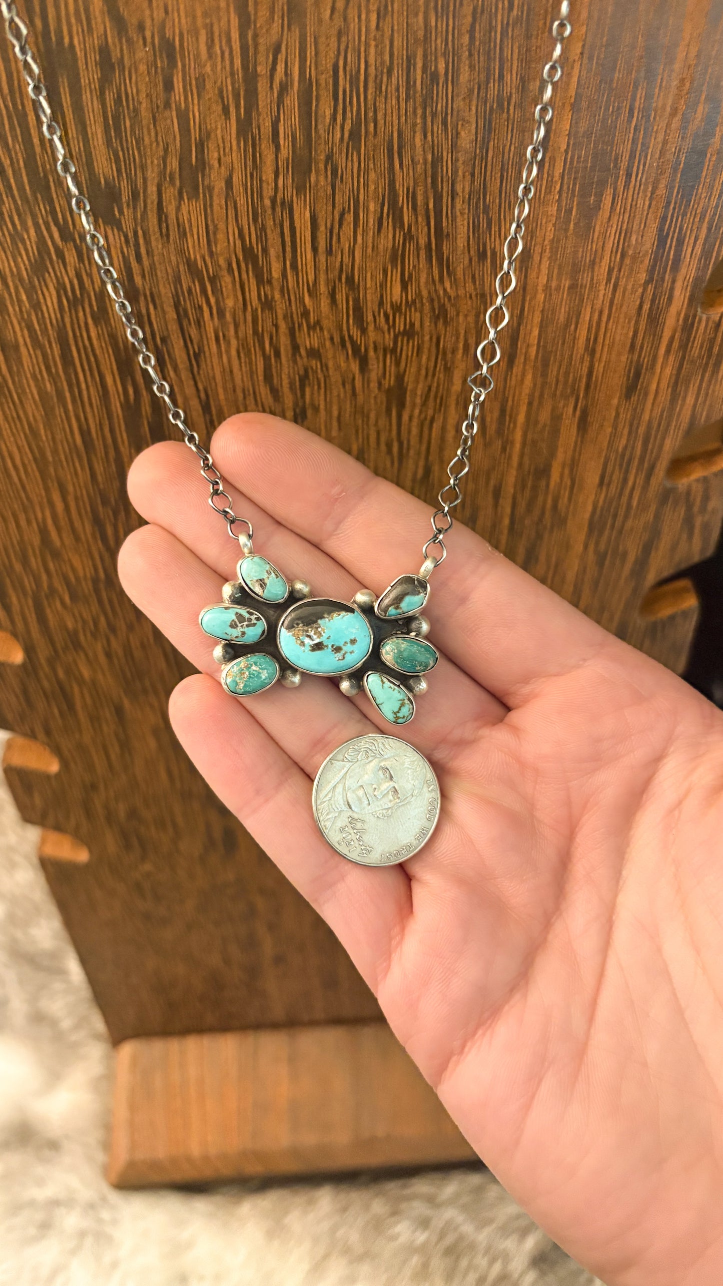 7 STONE TURQUOISE CLUSTER NECKLACE BY JAMESON GARCIA