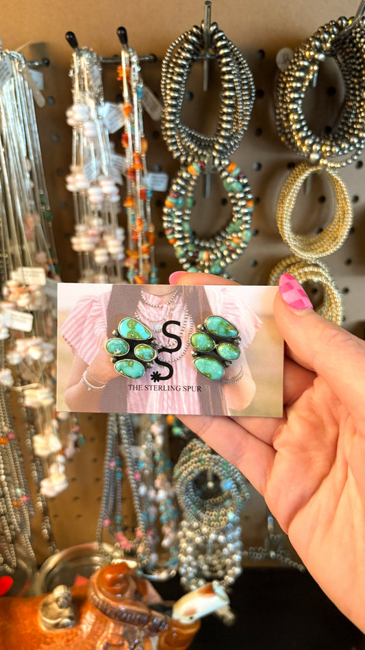 4 STONE SONORAN GOLD TURQUOISE POST EARRINGS BY JAMESON GARCIA