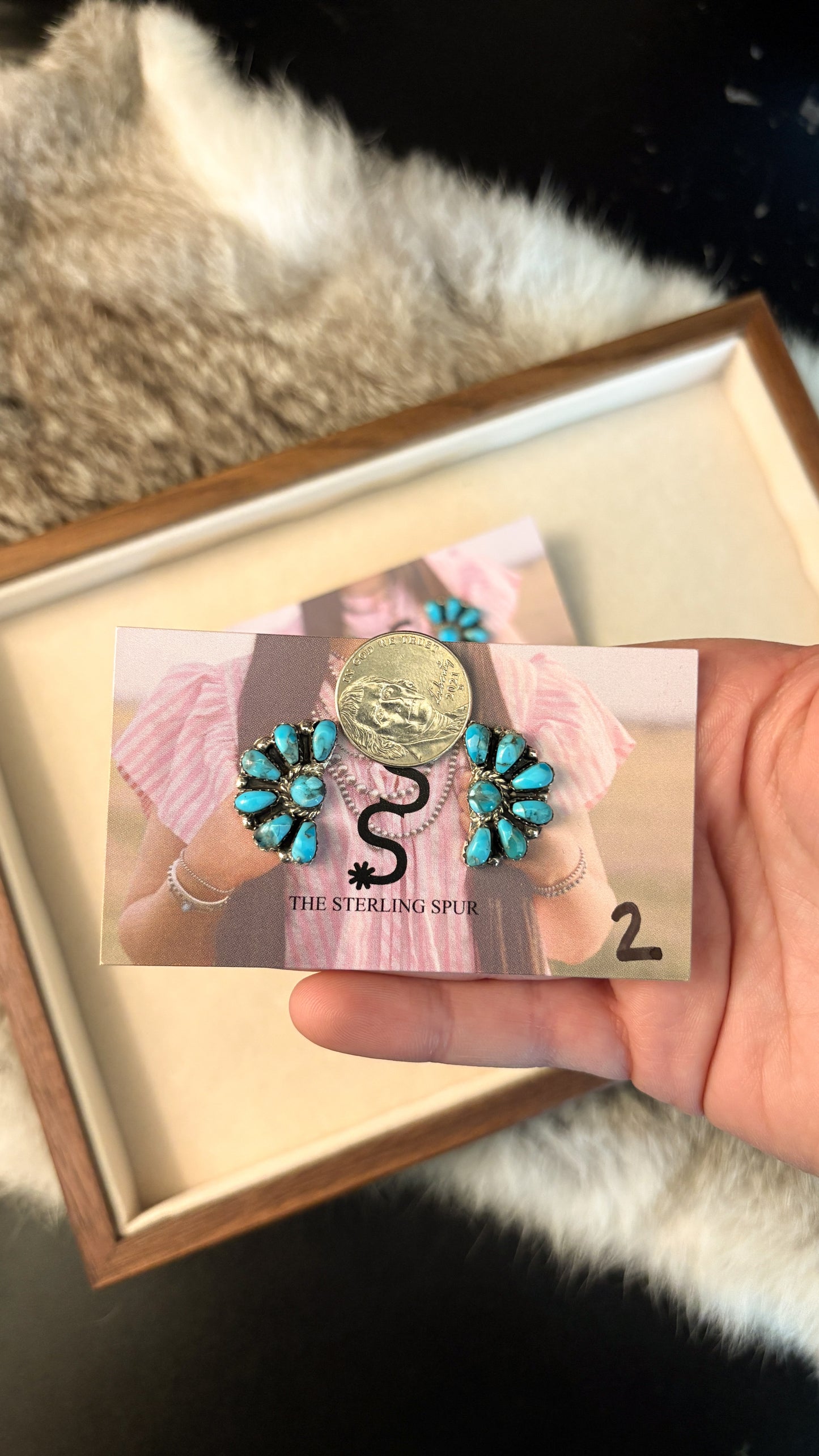 TURQUOISE HALF CLUSTER EARRINGS BY JULIANA WILLIAMS